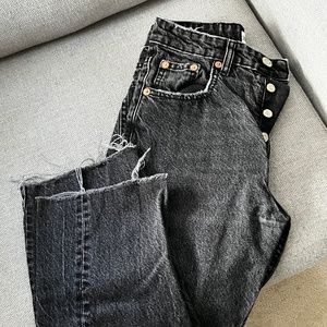 Zara Straight Leg High Rise Jeans